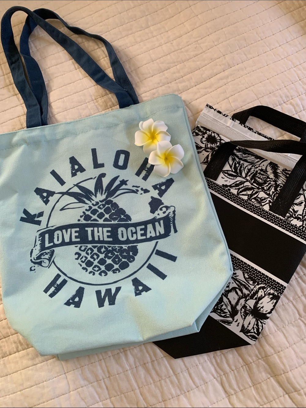 Hawaii 'Love The Ocean' Aqua Tote Bag